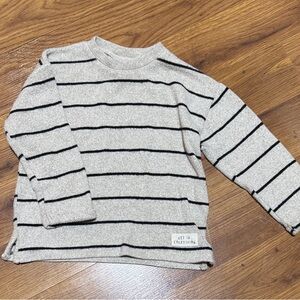 Zara Kids Cream and Black Striped Long Sleeve Tee